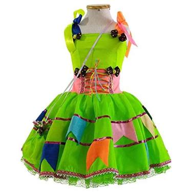 Imagem de Vestido de Festa Junina Bebê Luxo 1 á 2 Anos com Bolsa (P 6-12 Meses)