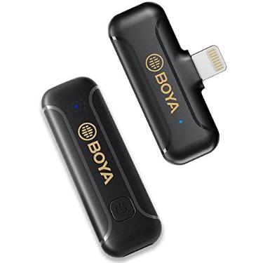 Imagem de BOYA BY-WM3T2-D1 Microfones Lavalier Sem Fio para iPhone iPad Telefone Omnidirecional Externo Mini Microfone Lightning Lapela para iPhone Microfone Clip-On para Gravação de Vídeo Podcast