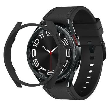 Imagem de Compatível com Samsung Galaxy Watch 6 Classic 47 mm/43 mm capa protetora de policarbonato rígido protetor de borda capa protetora à prova de choque para Galaxy Watch 6 Classic 43 mm (47 mm, preto)