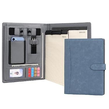 Imagem de Pasta-agenda para portfólio Wason A4 em couro PU, pasta de arquivos, pasta de documentos, estojo com bloco de anotações removível, estação de cartões com clipe, estojo de papelaria, suporte para