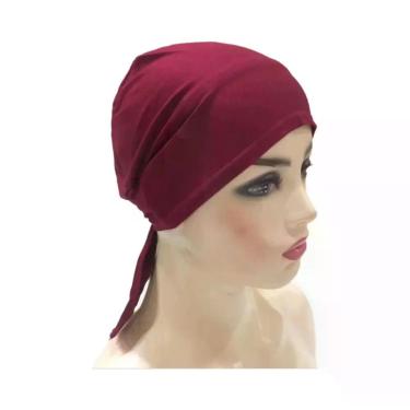Imagem de Hijab Turbante De Algodão Liso Para Mulheres, Com Amarração Nas Costas