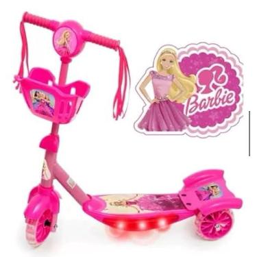 Imagem de Patinete Infantil menina 3 Rodas Musical Com Luzes de Led/Cesta