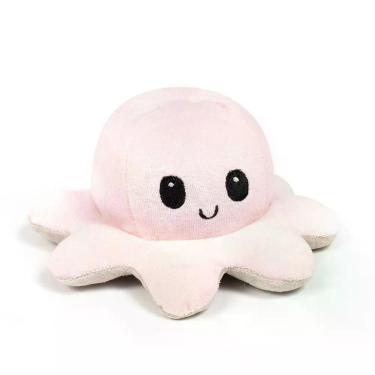 Imagem de Polvo Reversível Humor De Pelúcia Feliz Triste Rosa / Cinza