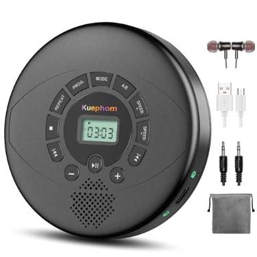 Imagem de Leitor de CD portátil, recarregável Discman, leitor de CD Walkman com alto-falante, fones de ouvido, CD-R, MP3 USB playable, anti Skip CD Play para carro, adequado para uso pessoal ou multiusuários