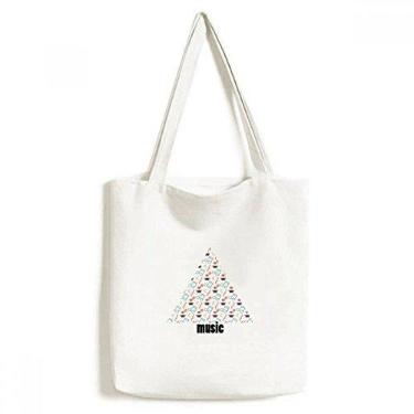 Imagem de Bolsa de compras de lona branca com notas musicais coloridas tensivas