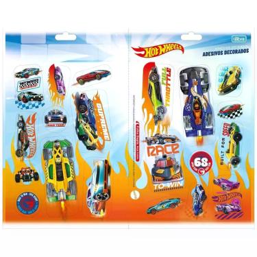 Imagem de Folha De Adesivo Duplo Decorado Hot Wheels 54 Adesivos - Tilibra