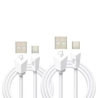 Imagem de Kit Cabo Usb Tipo-c, Sincronização E Recarga 12w 2.4a, Kit 1 Metro + 2 Metros, Branco, Cmbc12wh, Elg