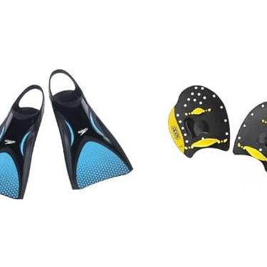 Imagem de Kit Natação Speedo Nadadeira Power Fin Pé de Pato + Palmar Power Paddles Treinamento e Fortalecimento (Nadadeira G 40/42 - Palmar M)
