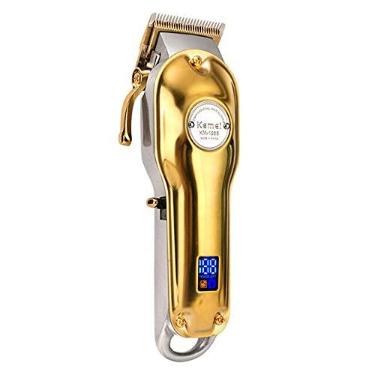 Imagem de Máquina de Cortar Cabelo Profissional Sem fio Com Display kemei KM1986 (dourado)