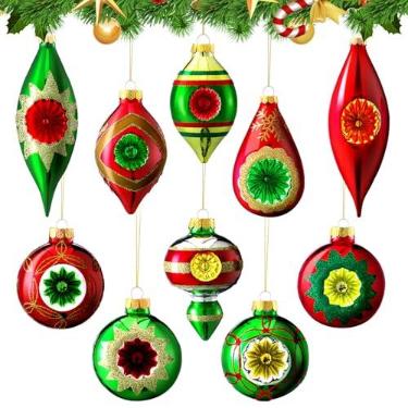 Imagem de Thyle 10 peças de enfeites de Natal de vidro vintage, mini bolas de olhar