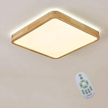 Imagem de Lâmpada de teto LED de 30 W, lâmpada de teto quadrada de 40 cm de madeira maciça nórdica com brilho superior de 360 °, 3000K ~ 6000K regulável com controle remoto, para sala de estar, quarto