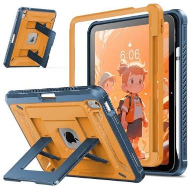 Imagem de INFILAND Capa infantil para iPad A16 11ª geração de 11 polegadas (2025), iPad 10ª geração de 10,9 polegadas (2022), capa protetora resistente à prova de choque com suporte (âmbar marinho)