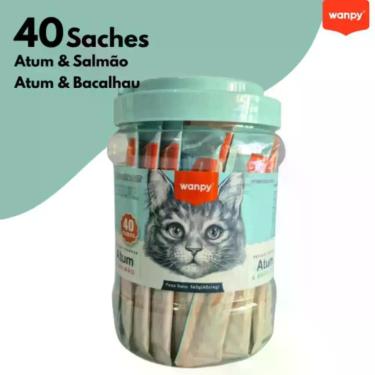 Imagem de wanpy truly petisco para gatos cremoso sabor atum c/ salmão e bacalhau