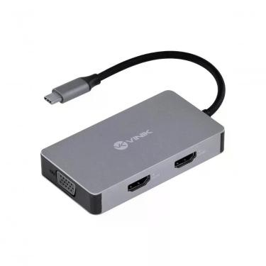 Imagem de Hub Usb Tipo C - Type C 5 Em 1 Com 2 Hdmi + Vga + Usb 3.0 + Power Delivery (pd) 60w - Hc-5vga