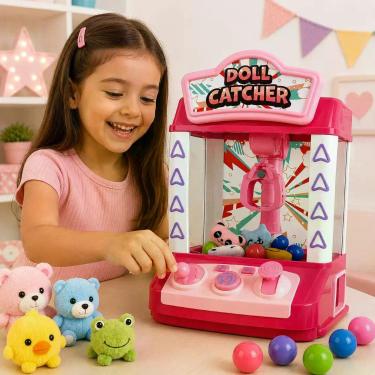 Imagem de Máquina de Pegar Brinquedos Infantil com Luz, Música e Som - Rosa - XD