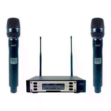 Imagem de Microfone Duplo sem Fio UHF-9000M Digital com 100 Canais Alcance 100 Metros em Alumínio Grupo MXT