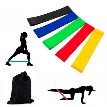 Imagem de Kit 5 Elásticos Para Exercícios Fisioterapia Casa e Academia - Elástic