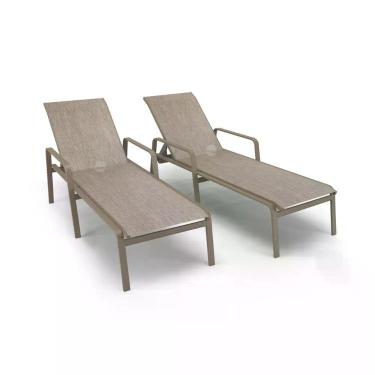 Imagem de Kit 2 Espreguiçadeiras Piscina Alumínio Fendi Tela Mocca