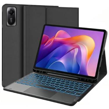 Imagem de QYiiD Capa Com Teclado Touchpad Retroiluminado Para Xiaomi Redmi Pad Se 11" 2023, Trackpad Sem Fio Suporte De Couro, Preta