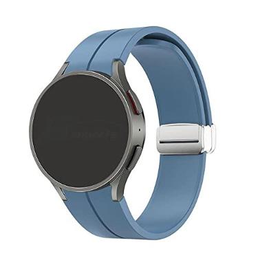 Imagem de Pulseira Silicone Fecho Magnetico Prata LTIMPORTS compatível com Galaxy Watch 7/6/6 Classic/5/5 Pro/4/4 Classic e Galaxy Watch FE (20mm) (Azul Rock)