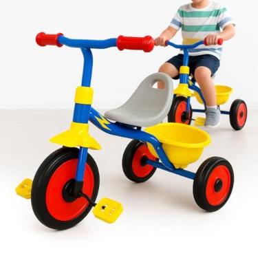 Imagem de Triciclo Infantil Motoquinha com Pedal com Cestinha Para Menino Menina Presente Para Crianças A partir de 18 meses (Azul)