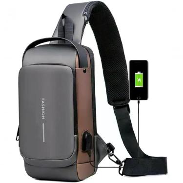 Imagem de Pochet Masculina Com Cadeado à Prova Dágua Anti-roubo Cinza