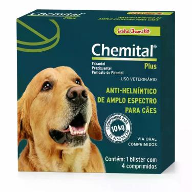 Imagem de Chemital Plus para Cães até 10 kg 4 Comprimidos Vermífugo de Amplo Esp