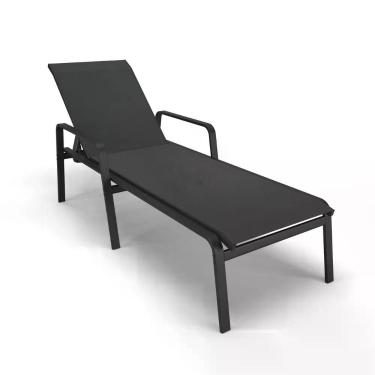 Imagem de Espreguiçadeira Piscina Praia Alumínio Preto Tela Preto