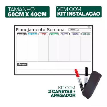 Imagem de Quadro de Tarefas 60x40cm Planner Semanal Brinde 2 canetas e 1 apagado