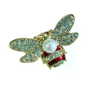 Imagem de Broche Abelha com Pedras Brilhantes - - Pistache Acessórios, Dourado, 