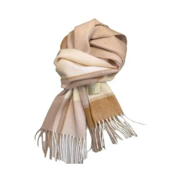 Imagem de Cachecol De Lã Xadrez Vintage Feminino Estilo Preppy Outono Inverno Pa