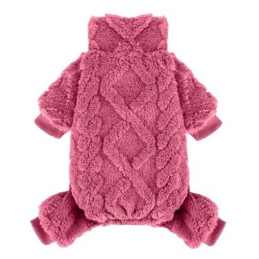 Imagem de Suéter de lã de lã com gola rolê, roupas de inverno para cães pequenos, meninas, meninos, pijamas quentes para filhotes, roupas para animais de estimação, macacão para cachorro, rosa, PP