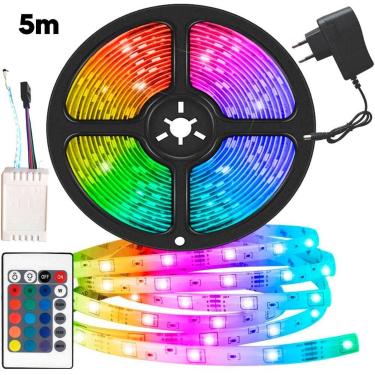 Imagem de Fita Led Rgb 5m Brilho Colorido Neon Digital Fonte 110v/220v - LED 5M