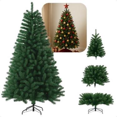 Imagem de Árvore De Natal Pinheiro Tradicional Canadense Luxo 1,80m Com 850 Galhos Cheios Grande Dobrável Retrátil Com Base Metálica De Ferro Reforçada Resistente Decoração Natalina Enfeite Casa
