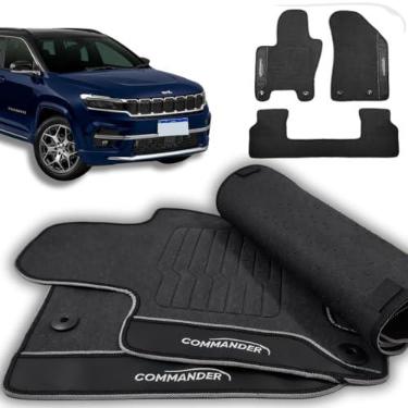 Imagem de Jogo de Tapetes Automotivos para Carros Commander 2022 2023 2024 2025 - Emborrachado Impermeável Premium 03 peças