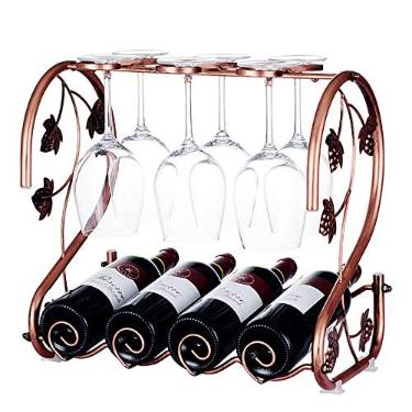 Imagem de Suporte de garrafa de vinho estilo europeu criativo, prateleira de vinho para decoração de armário de vinho, ornamentos altos para taça de vinho de cabeça para baixo, suporte empilhável para garrafas de vinho