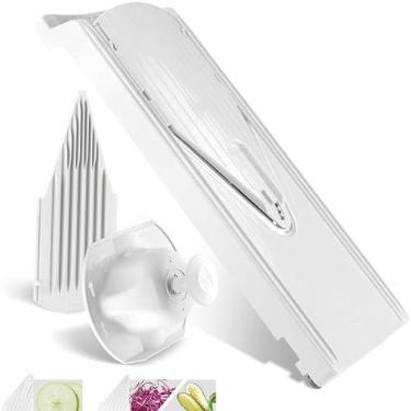 Imagem de Börner Conjunto básico Mandoline V3 TrendLine (4 peças) • Cortador de legumes (fatiador em V) + protetor de segurança + inserções • Conjunto de fatiadores de cozinha (branco)