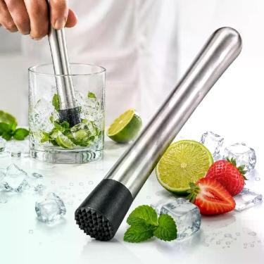Imagem de Socador de gelo inox macerador drinks caipirinha amassador frutas coqu