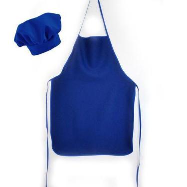 Imagem de Avental Liso De Oxford Com Chapéu De Cozinheiro Azul - Recanto da Cost