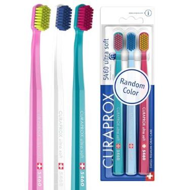 Imagem de Curaprox Escova de dentes Ultrasoft 5460, pacote com 3 | Recomendado por dentistas, sensível para dentes e gengivas, remoção suave de placa, cabeça de escova angular, pacote múltiplo