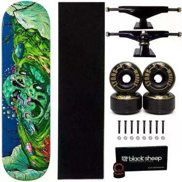 Imagem de Skate Milk Maple Profissional Montado 8.0 Roda 55mm Abec 15 Cor:Verde+