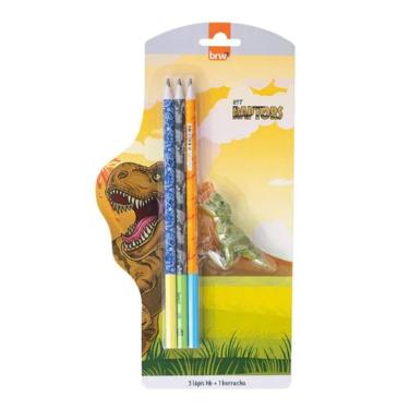Imagem de Kit Raptors - 3 Lápis Hb + 1 Borracha - BRW