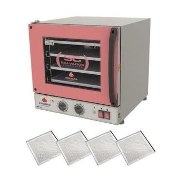 Imagem de KIT - Forno Turbo Elétrico Fast Oven PRP-004 127V Rosa + 4 Assadeiras