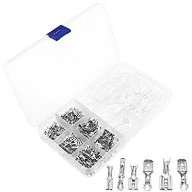 Imagem de SING F LTD Conjunto de terminais de crimpagem sortidos 2.8 / 4.8 / 6.3mm Macho femea isolados terminais de fios eletricos Conjunto de conectores de crimpagem com luva isolante, 270pcs
