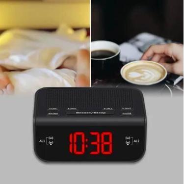 Imagem de Relógio Digital De Cabeceira: Despertador - Visor Lcd - Rádio Relógio 