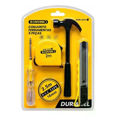 Imagem de Kit Ferramentas Domésticas 5 Peças Amarelo e Preto para Pequenos Repar