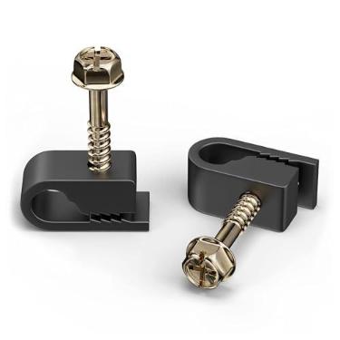 Imagem de THE CIMPLE CO Clipes de arame, clipe de parede de cabo único, coaxial, Cat6, fio elétrico, Ethernet, fixador de parafuso de 6 mm, pacote com 50, preto