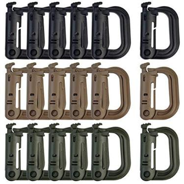 Imagem de Topbuti 18 peças de clipes molle com trava de anel D Grimlock multiuso para pendurar alça de correia mochila tática Molle