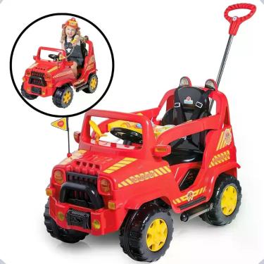 Imagem de Carrinho Infantil Diipi Bombeiro, Quadriciclo Passeio e Pedal c/ Empur