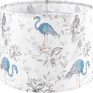 Imagem de GOSO Abajur médio com impressão de fibra de poliéster, flamingo, tambor, abajur para mesa, luminária de chão, luminária pendente DIY, pendurar na parede, 33 polegadas superior x 33 cm inferior x 25 cm